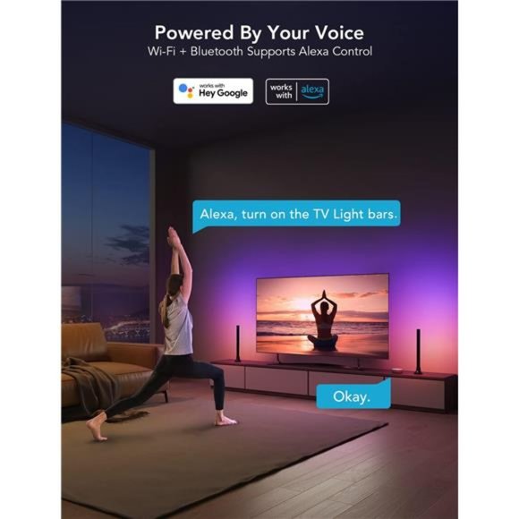 RGBIC Light Bars, 15 Inches WiFi TV Backlight with Double Light Beads,Light Bars - Picture 4 of 6